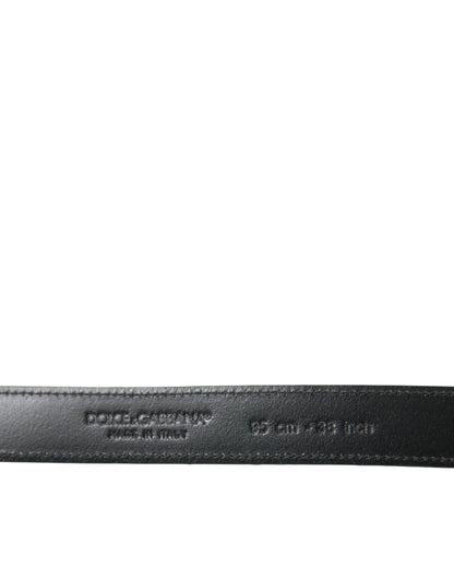 Ceinture Dolce &amp; Gabbana en cuir noir avec boucle en métal argenté