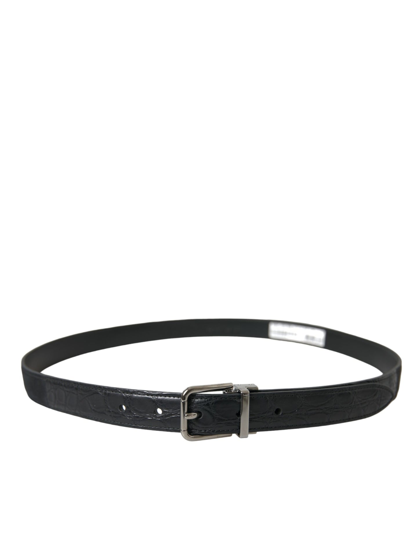 Ceinture Dolce &amp; Gabbana en cuir noir avec boucle en métal argenté