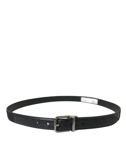 Ceinture Dolce &amp; Gabbana en cuir noir avec boucle en métal argenté