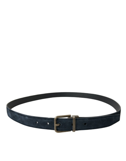 Ceinture Dolce &amp; Gabbana en daim bleu avec boucle en métal doré