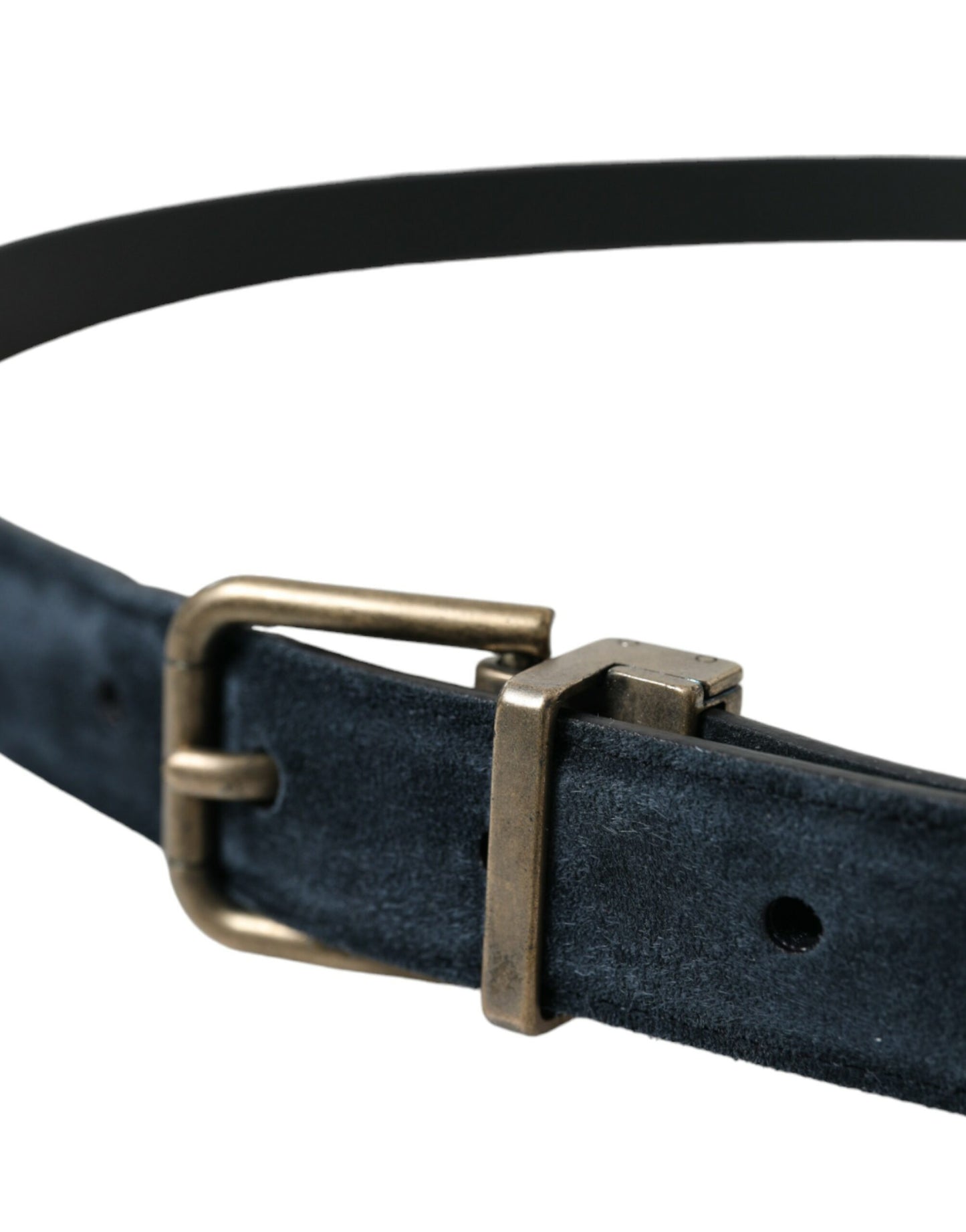 Ceinture Dolce &amp; Gabbana en daim bleu avec boucle en métal doré