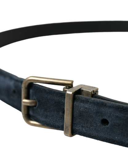 Ceinture Dolce &amp; Gabbana en daim bleu avec boucle en métal doré