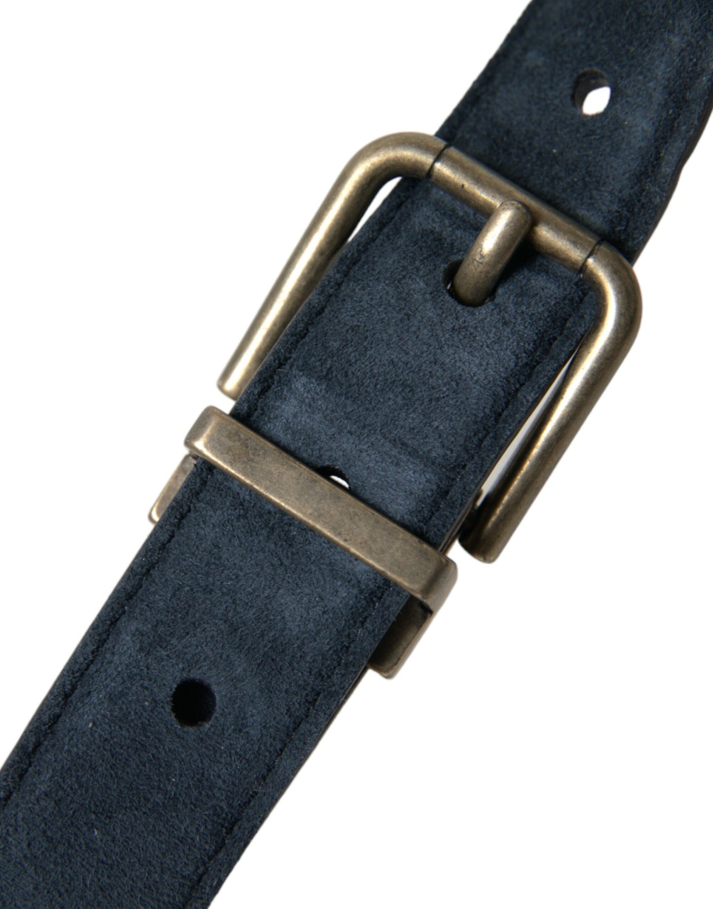 Ceinture Dolce &amp; Gabbana en daim bleu avec boucle en métal doré