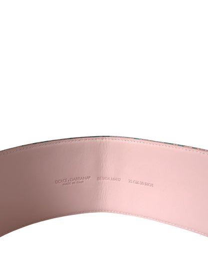 Ceinture Dolce &amp; Gabbana en jacquard floral multicolore et lurex avec boucle dorée