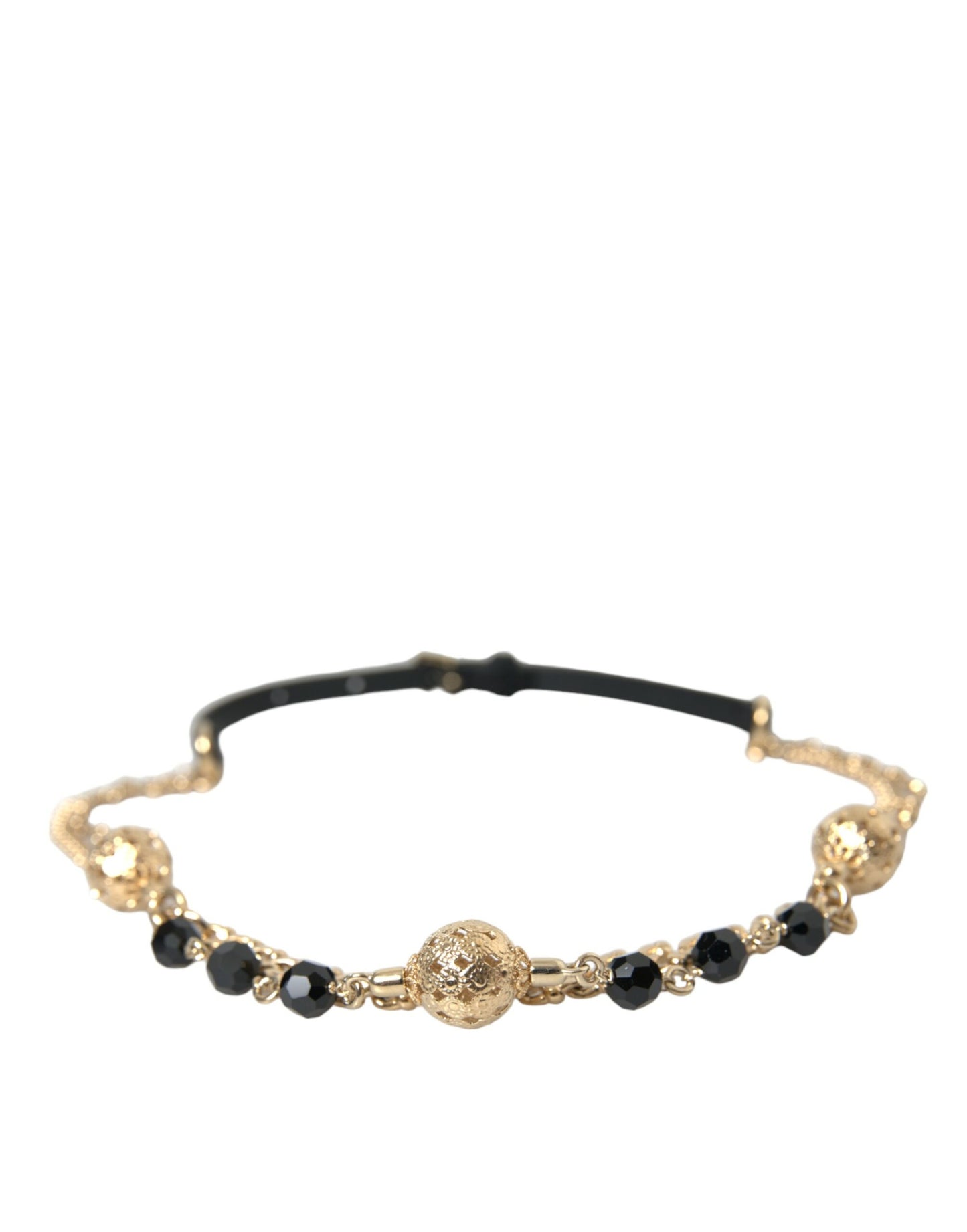 Ceinture Dolce &amp; Gabbana en daim noir avec chaîne dorée et cristaux