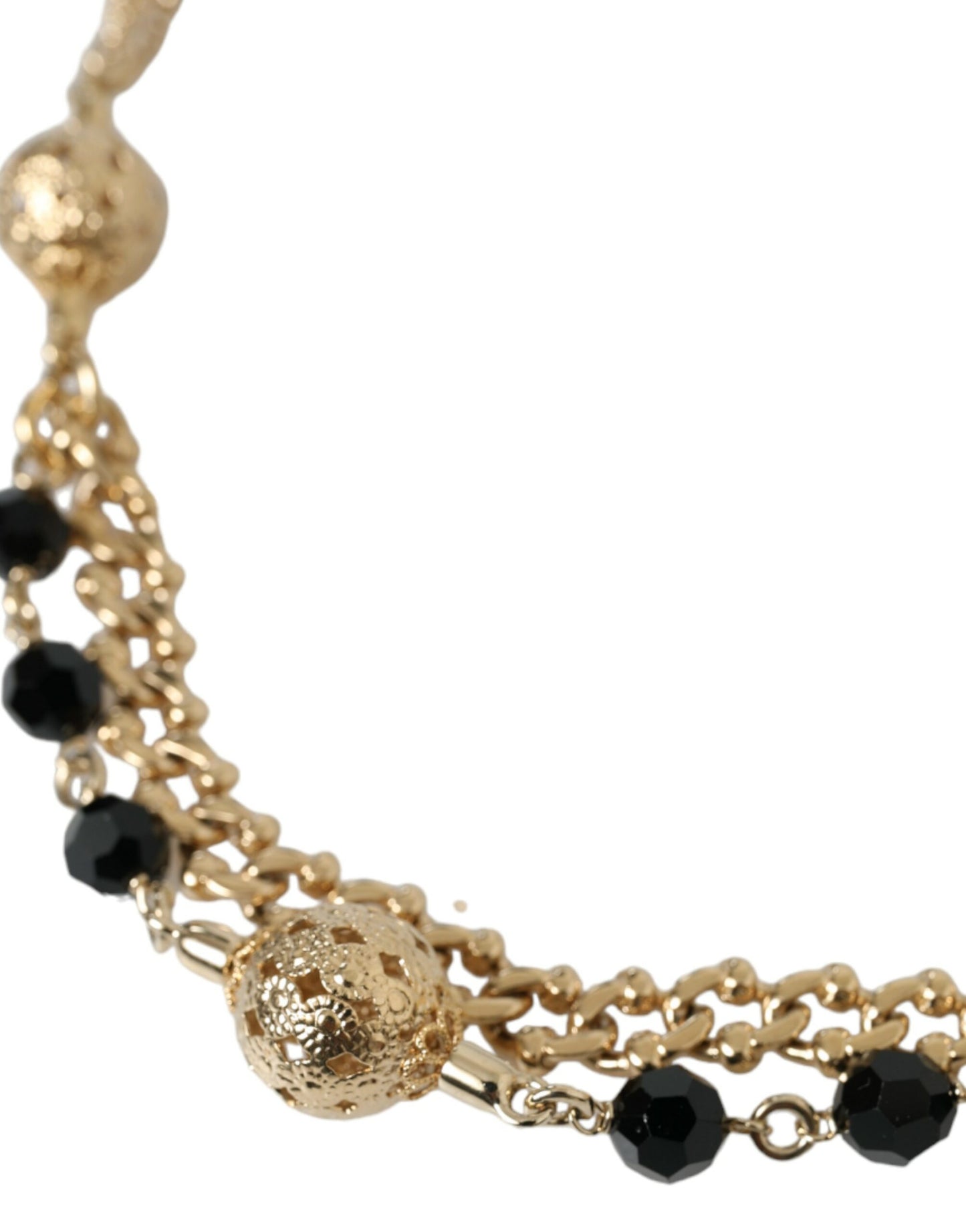 Ceinture Dolce &amp; Gabbana en daim noir avec chaîne dorée et cristaux