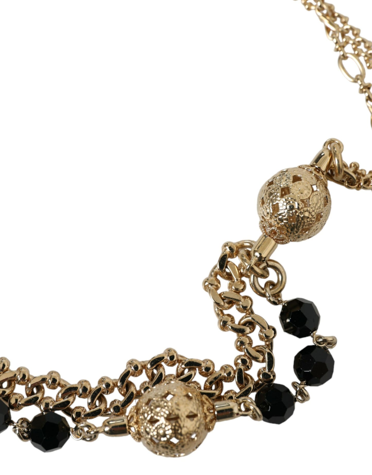Ceinture Dolce &amp; Gabbana en daim noir avec chaîne dorée et cristaux