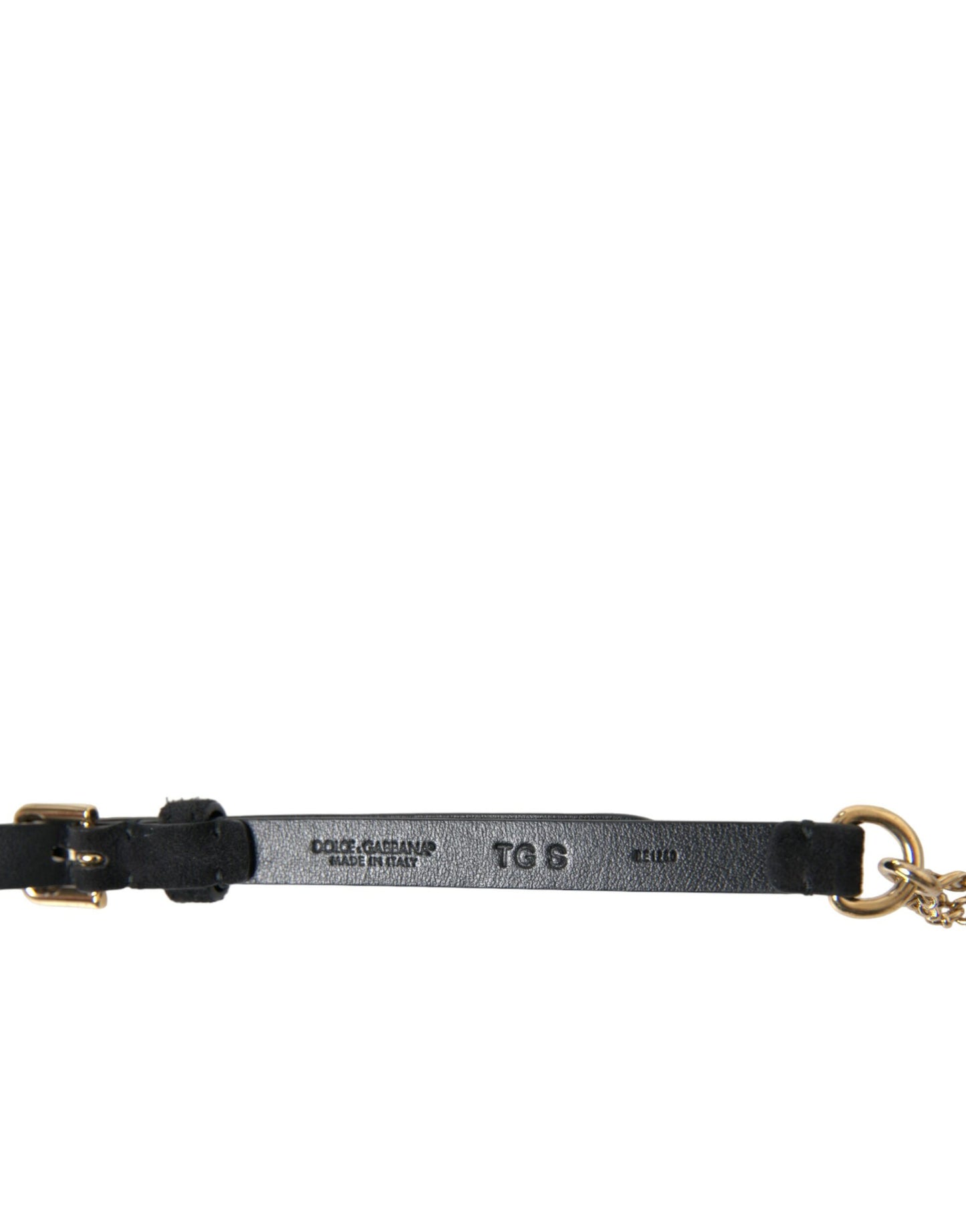 Ceinture Dolce &amp; Gabbana en daim noir avec chaîne dorée et cristaux