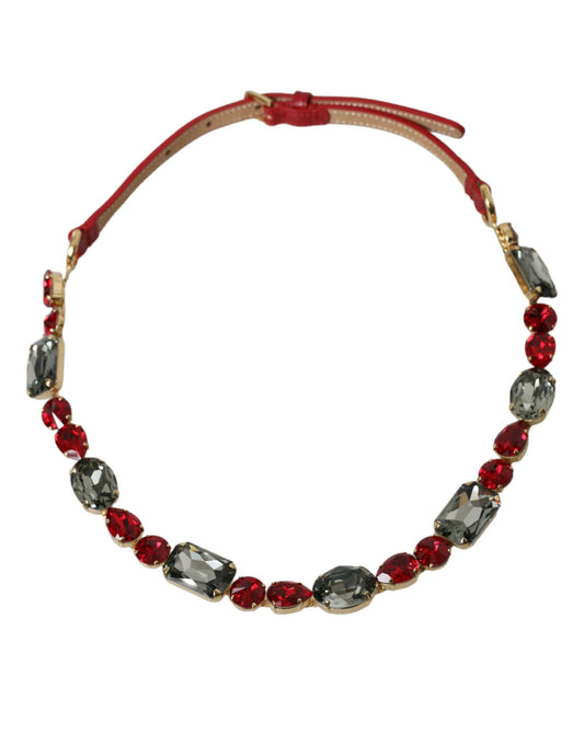 Ceinture en cuir rouge avec chaîne et cristaux Dolce &amp; Gabbana