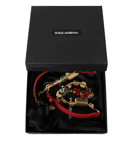 Ceinture en cuir rouge avec chaîne et cristaux Dolce &amp; Gabbana
