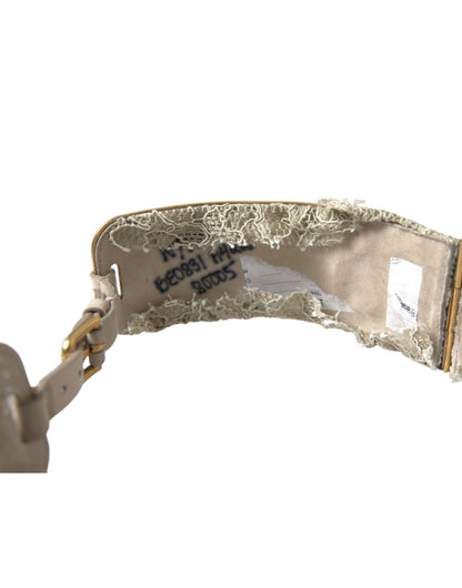 Ceinture Dolce &amp; Gabbana en laiton doré ornée de fausses perles et de fleurs