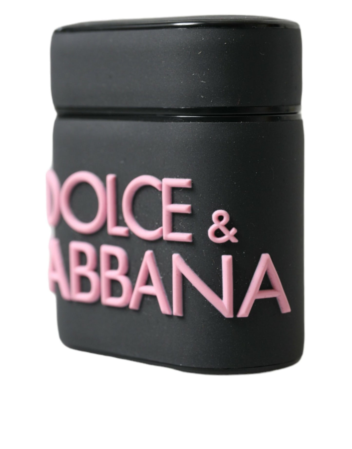 Étui pour Airpods Dolce &amp; Gabbana en silicone noir et rose avec logo en relief