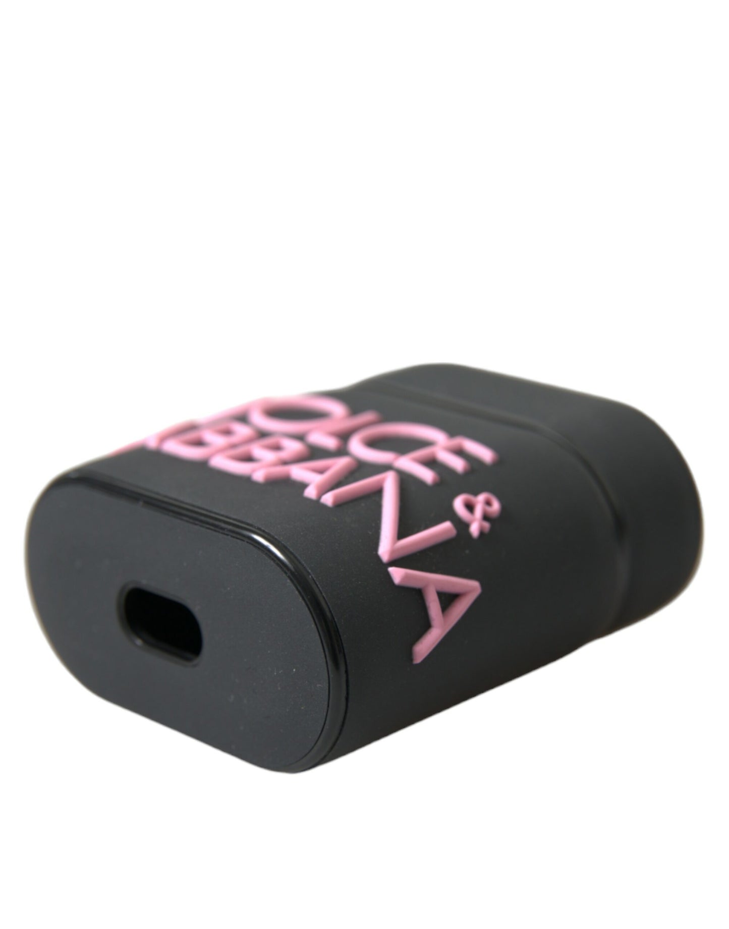 Étui pour Airpods Dolce &amp; Gabbana en silicone noir et rose avec logo en relief