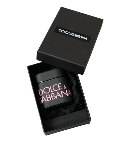 Étui pour Airpods Dolce &amp; Gabbana en silicone noir et rose avec logo en relief
