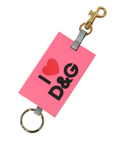 Porte-clés Dolce &amp; Gabbana en silicone rose avec logo DG et laiton doré