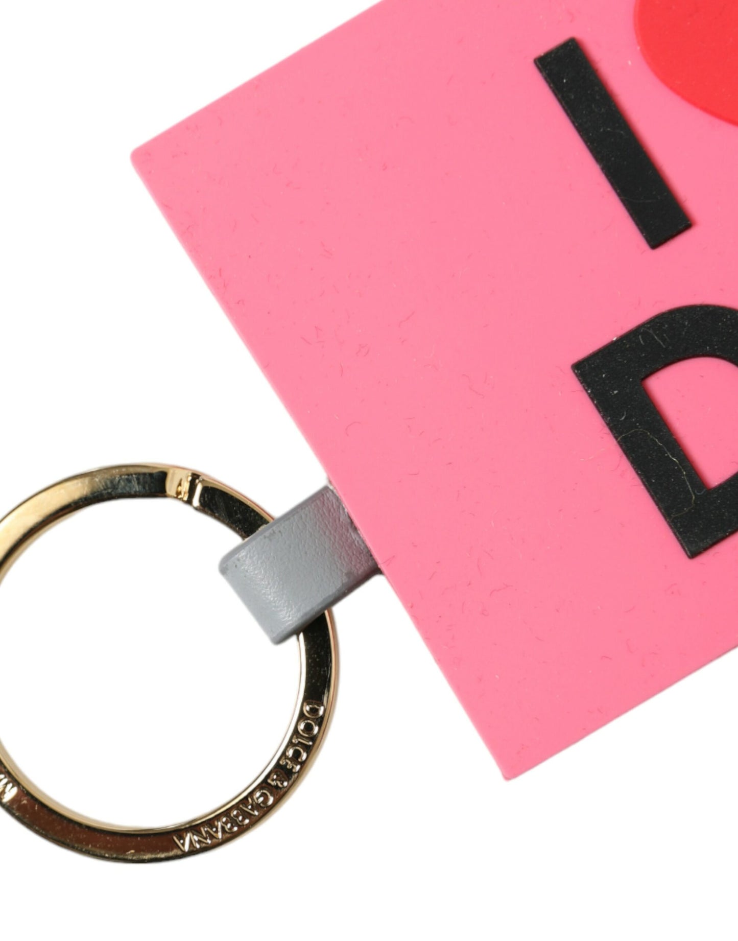 Porte-clés Dolce &amp; Gabbana en silicone rose avec logo DG et laiton doré