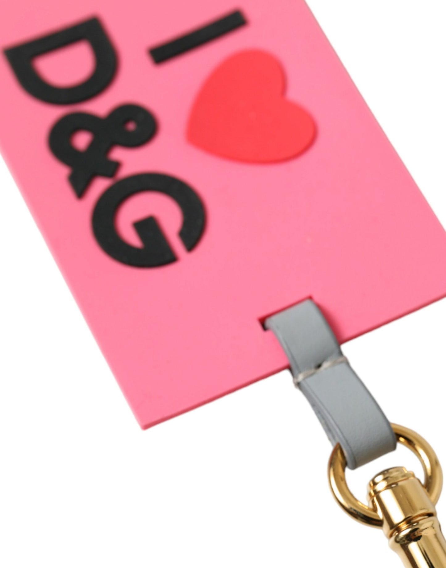 Porte-clés Dolce &amp; Gabbana en silicone rose avec logo DG et laiton doré