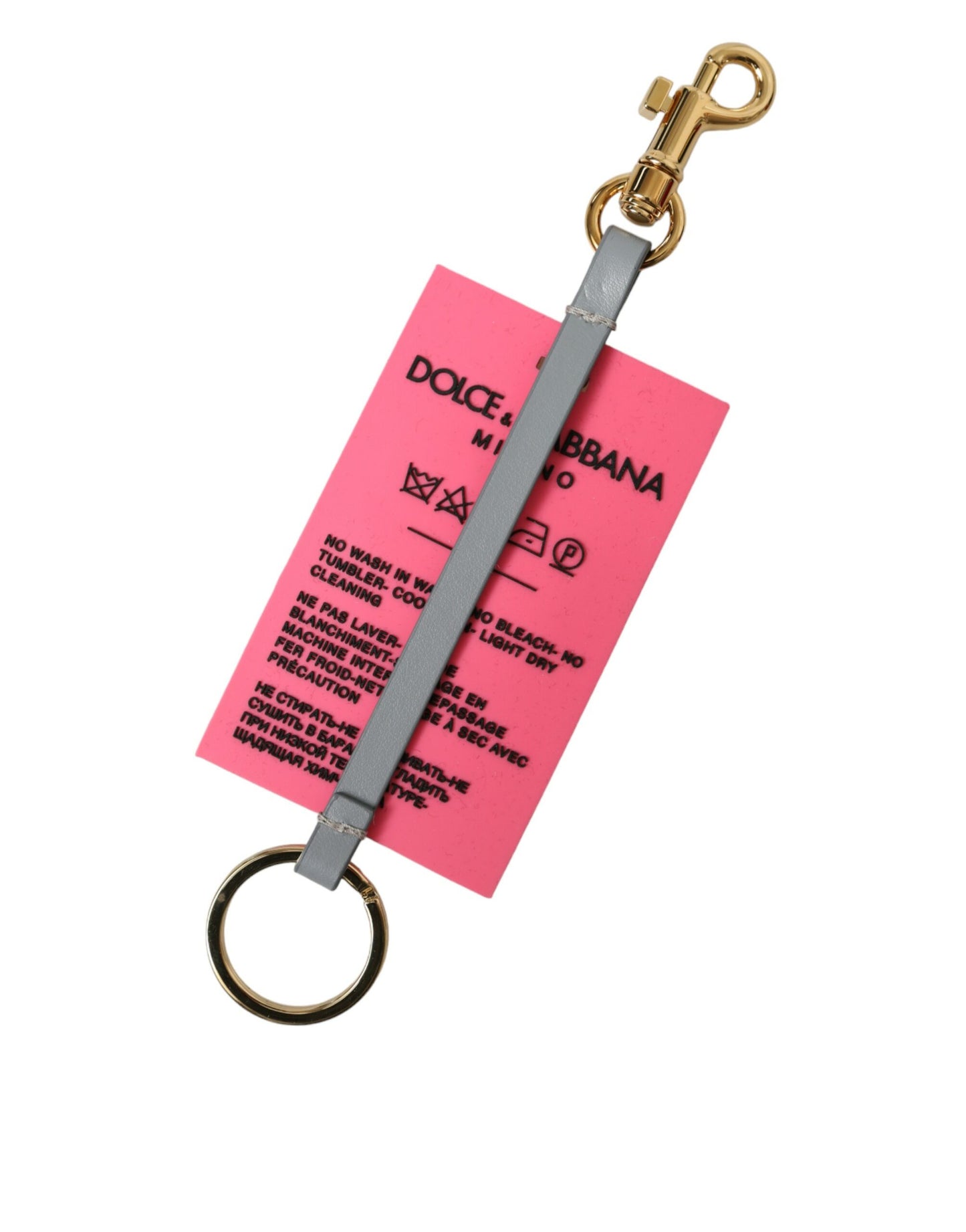 Porte-clés Dolce &amp; Gabbana en silicone rose avec logo DG et laiton doré
