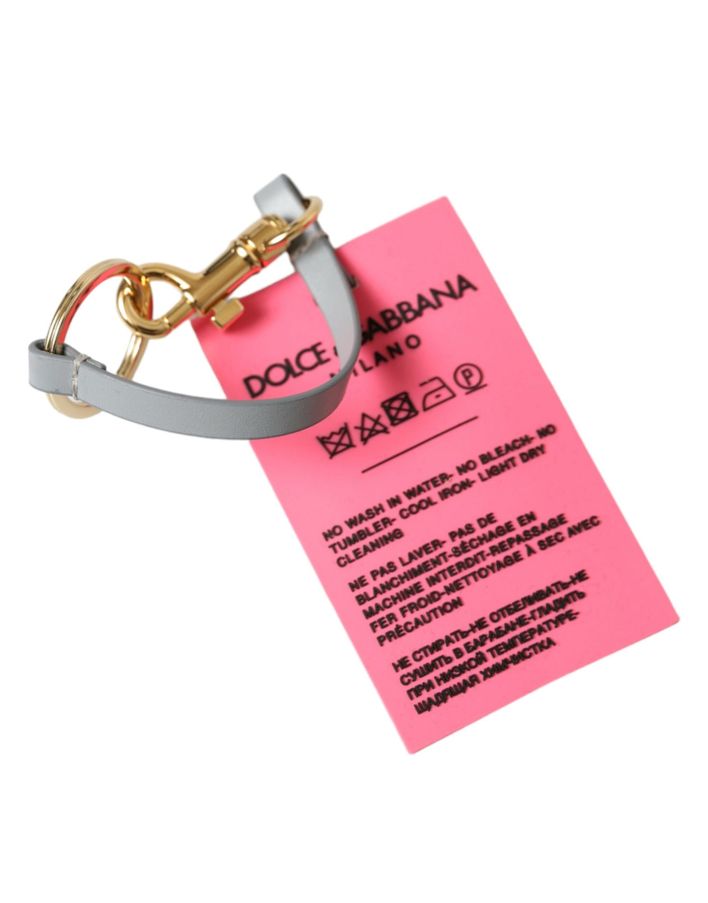 Porte-clés Dolce &amp; Gabbana en silicone rose avec logo DG et laiton doré