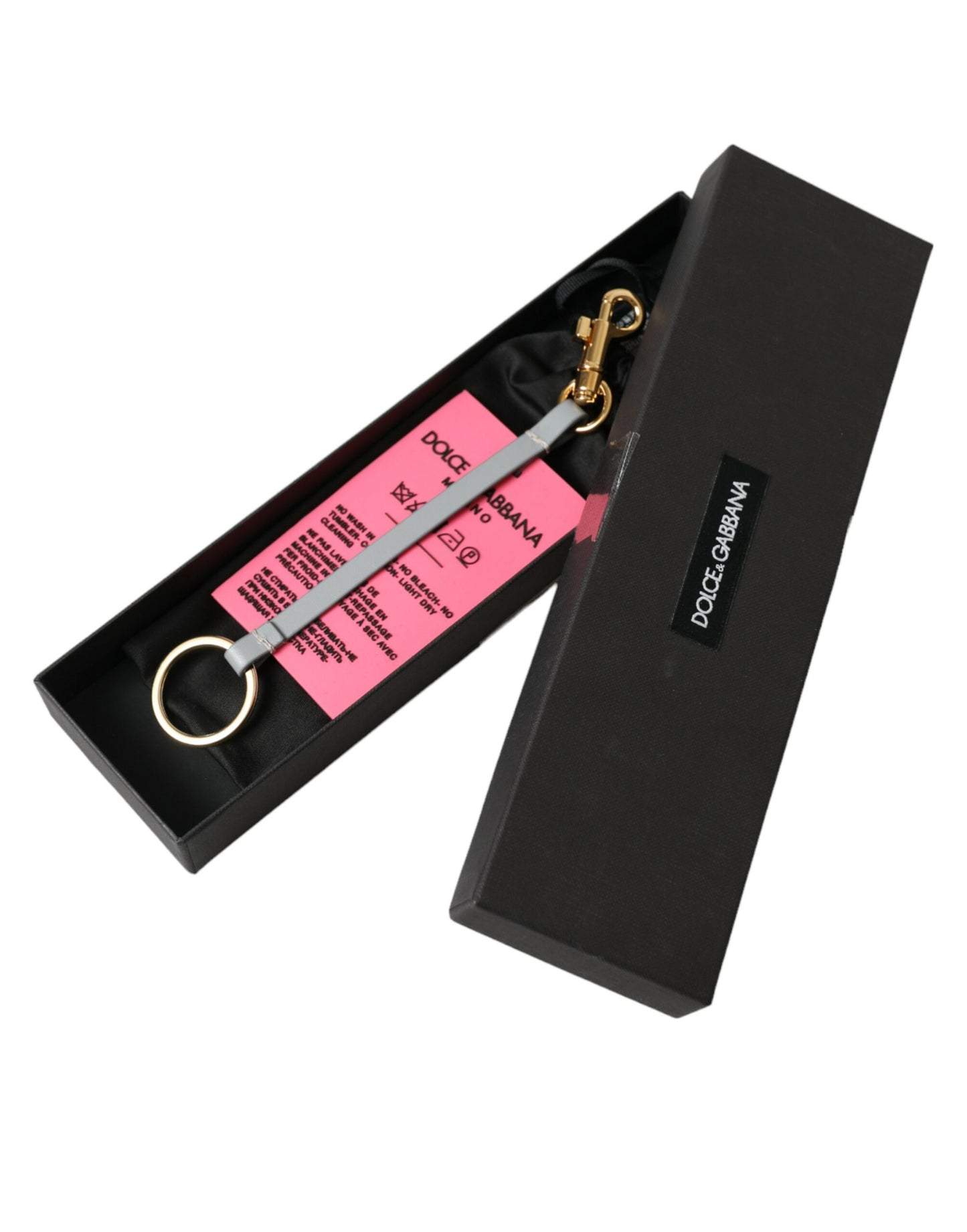 Porte-clés Dolce &amp; Gabbana en silicone rose avec logo DG et laiton doré