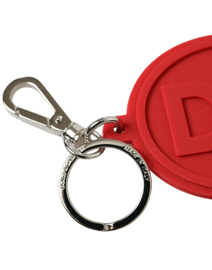 Porte-clés Dolce &amp; Gabbana en caoutchouc rouge avec logo DG en laiton argenté