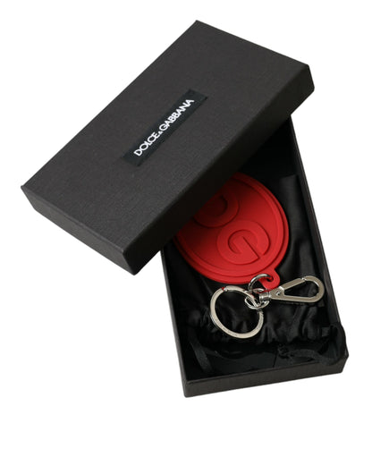 Porte-clés Dolce &amp; Gabbana en caoutchouc rouge avec logo DG en laiton argenté