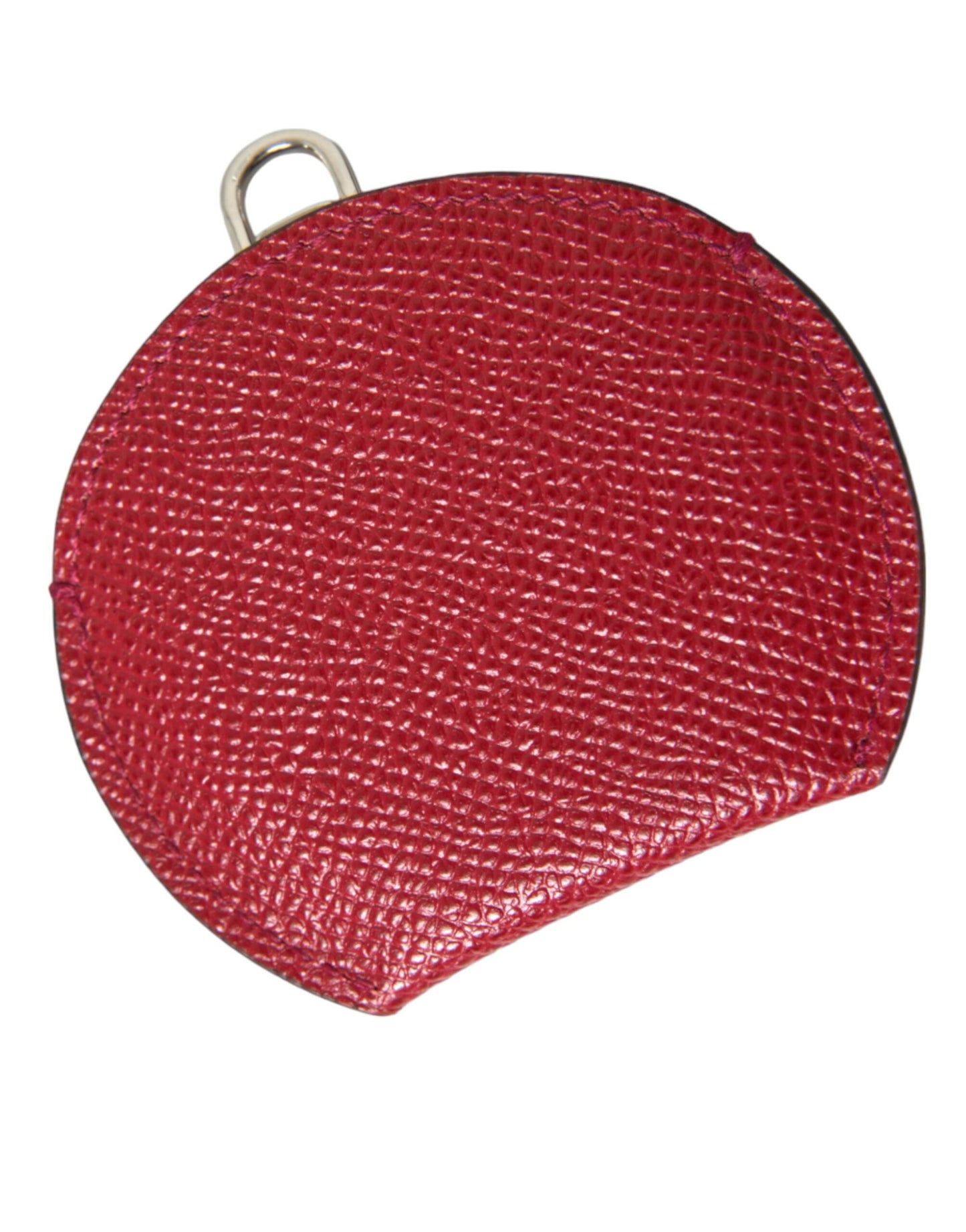 Porte-miroir rond en cuir de veau rouge Dolce &amp; Gabbana avec logo
