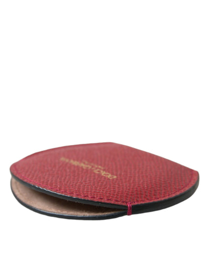 Porte-miroir rond en cuir de veau rouge Dolce &amp; Gabbana avec logo