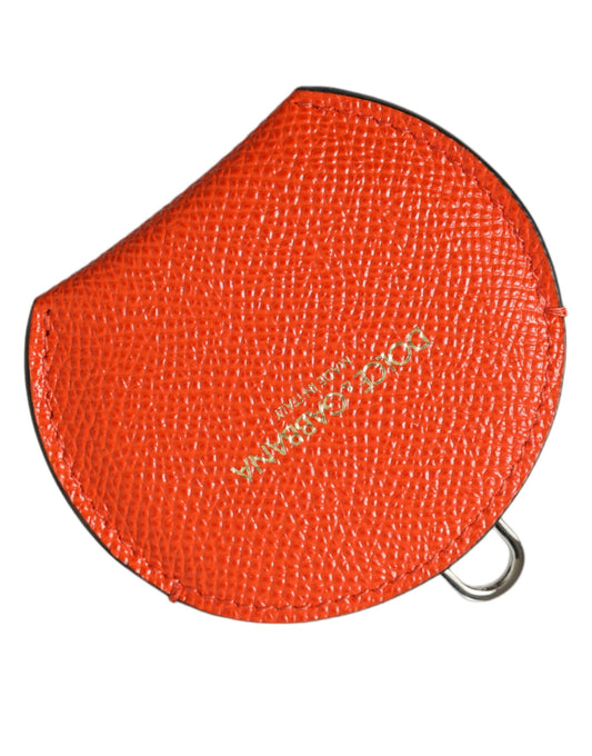 Porte-miroir rond en cuir de veau orange Dolce &amp; Gabbana avec logo