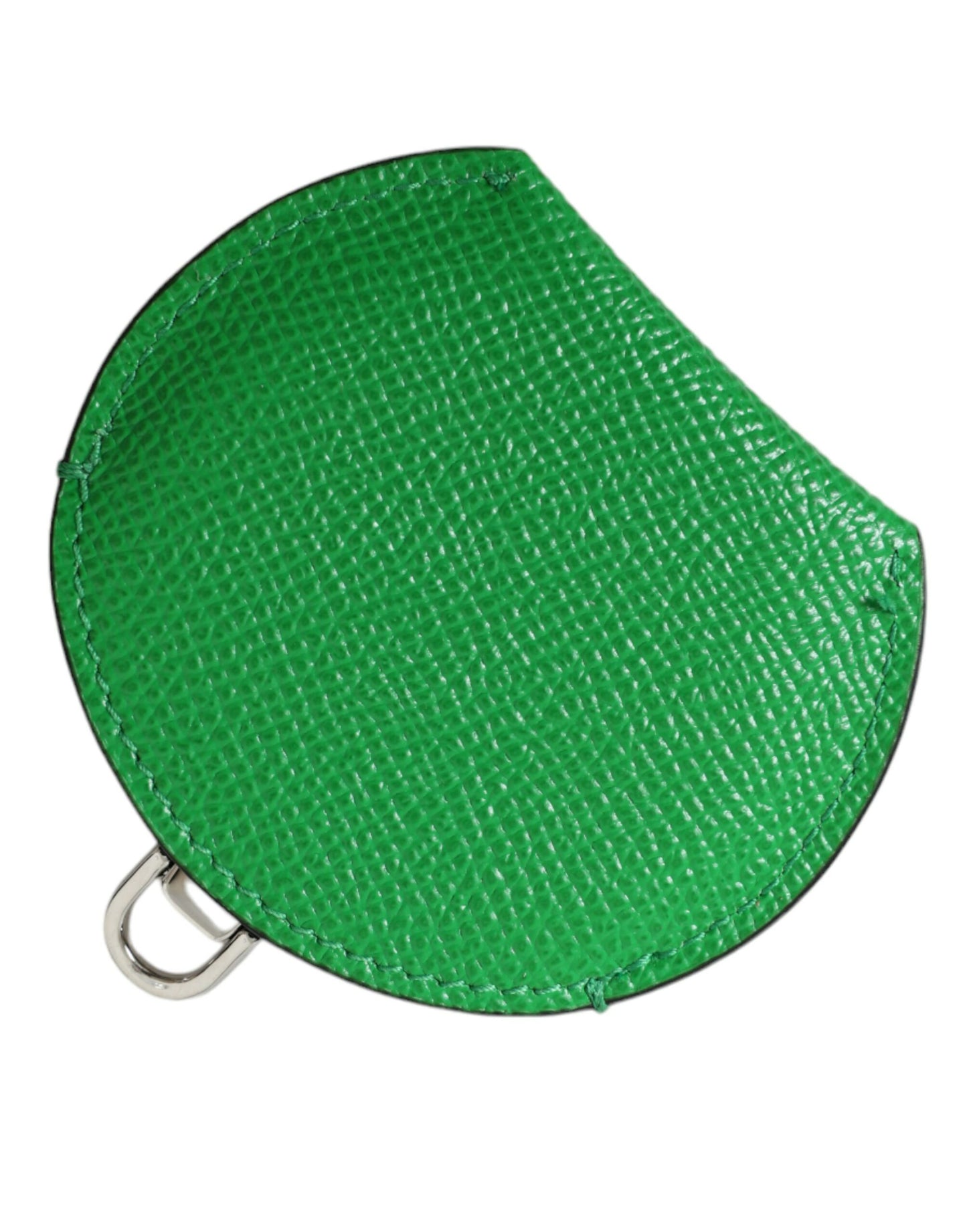 Porte-miroir à main rond en cuir de veau vert Dolce &amp; Gabbana avec logo