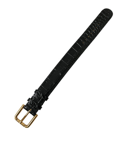Bracelet Dolce &amp; Gabbana en cuir texturé noir avec boucle en métal doré