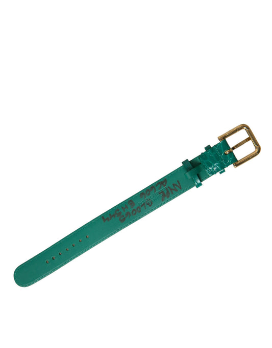 Collier Dolce &amp; Gabbana en cuir texturé vert avec boucle en métal doré