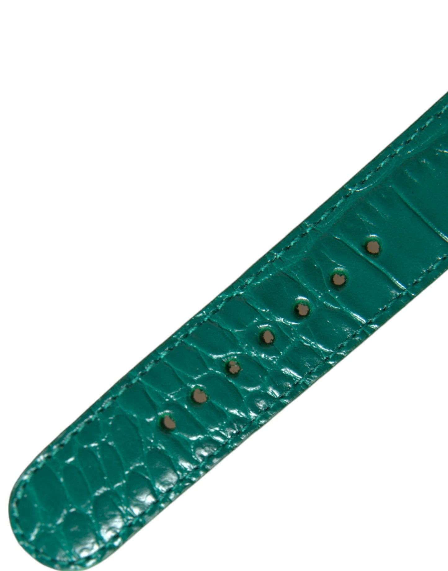 Collier Dolce &amp; Gabbana en cuir texturé vert avec boucle en métal doré