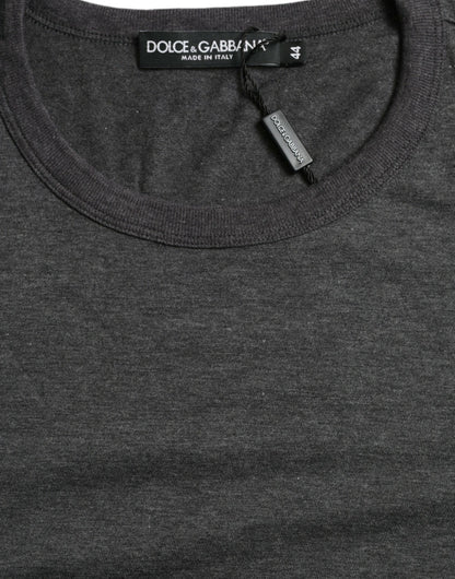 Dolce & Gabbana Dark Gray Cotton Crew Neck T-shirt