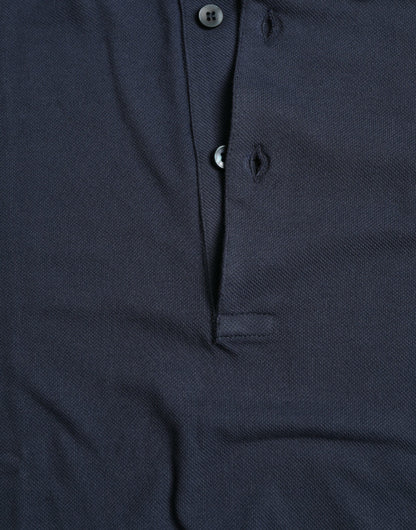 Dolce & Gabbana Blue Crown Patch Cotton Collared Men Polo T-shirt