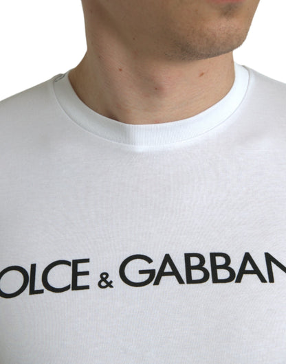 T-shirt ras du cou en coton blanc avec logo imprimé Dolce &amp; Gabbana