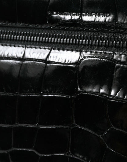 Balenciaga – Schulter-Umhängetasche aus exotischem Leder in Schwarz
