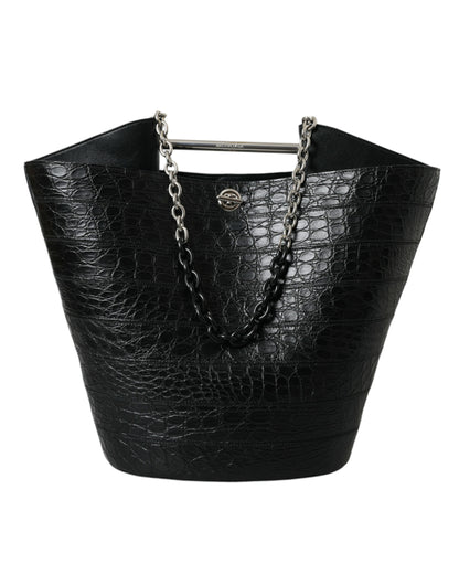 Sac fourre-tout seau maxi en cuir exotique noir Balenciaga