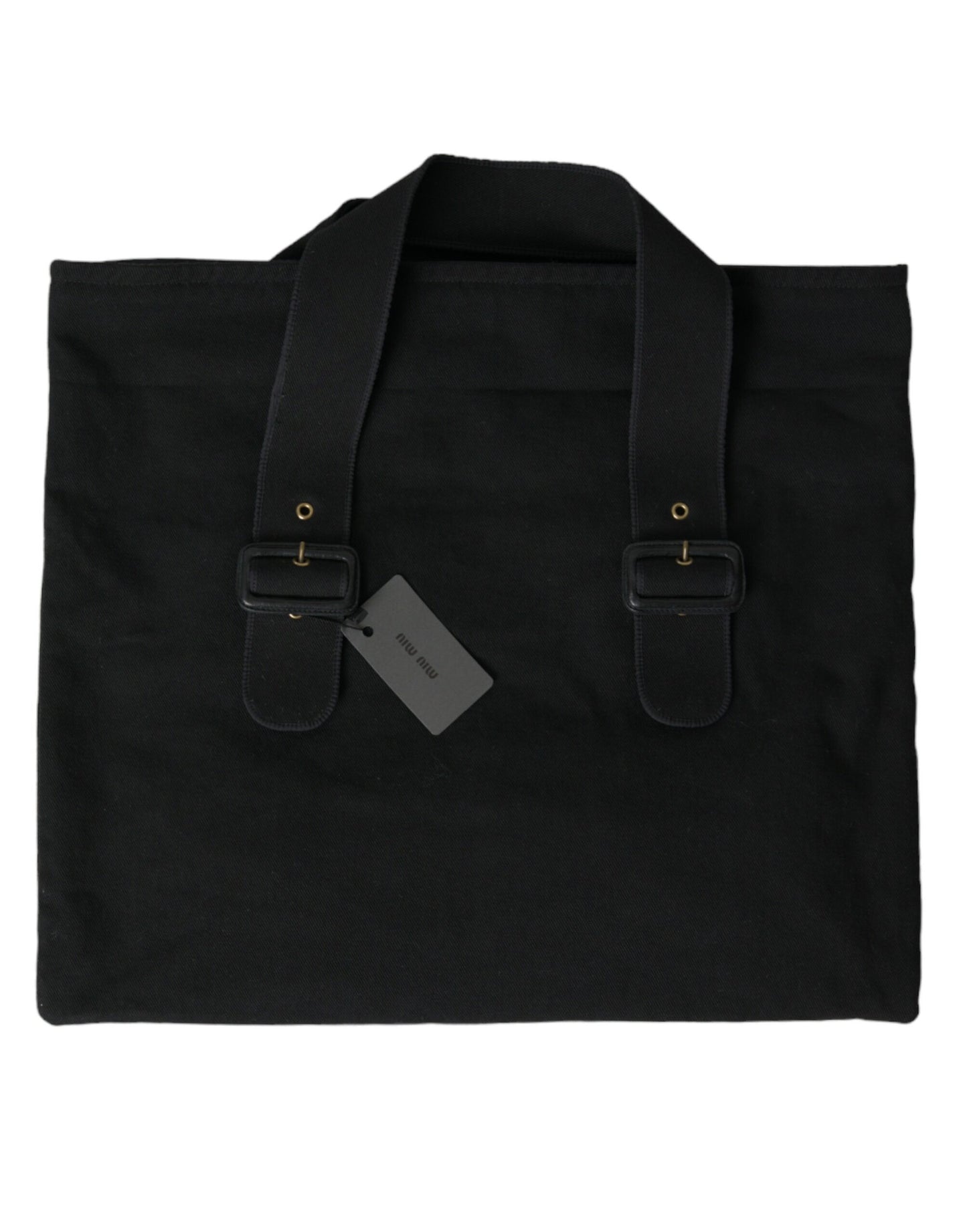 Sac cabas en toile noire avec logo Miu Miu