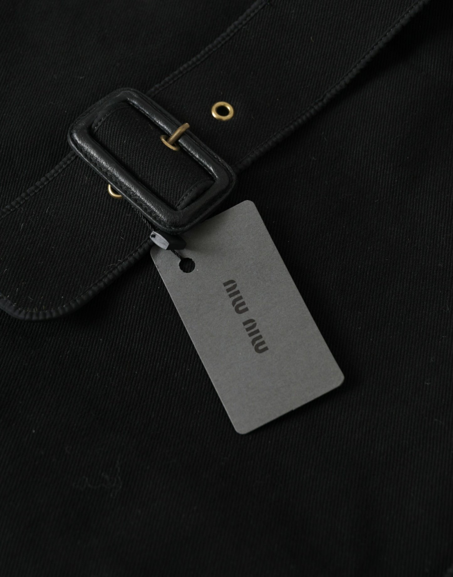 Sac cabas en toile noire avec logo Miu Miu