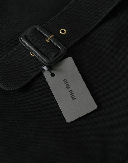 Sac cabas en toile noire avec logo Miu Miu