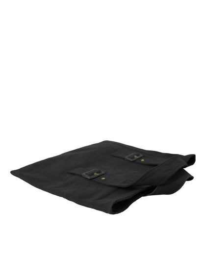 Sac cabas en toile noire avec logo Miu Miu