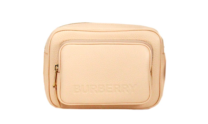 Petit sac bandoulière pour appareil photo en cuir grainé rose pêche Burberry