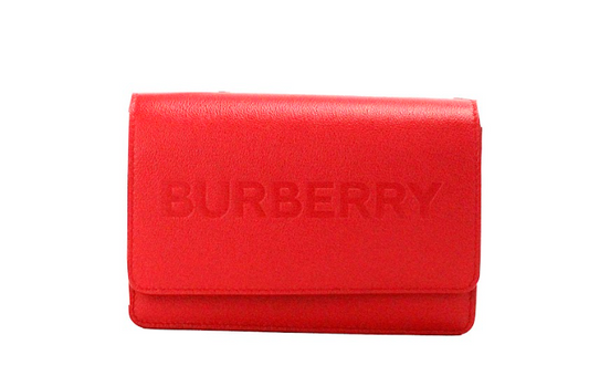 Burberry – Hampshire – Kleine Umhängetasche aus glattem rotem Leder mit geprägtem Logo
