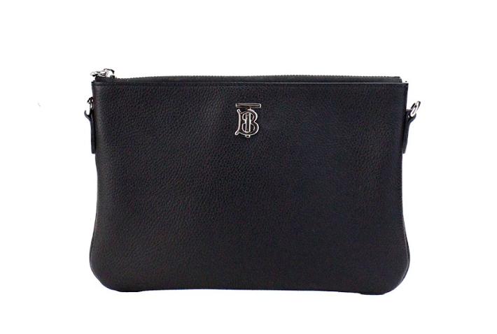 Burberry Peyton Monogram Schwarze Ledertasche Umhängetasche