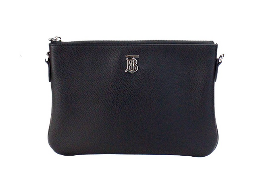Burberry Peyton Monogram Schwarze Ledertasche Umhängetasche
