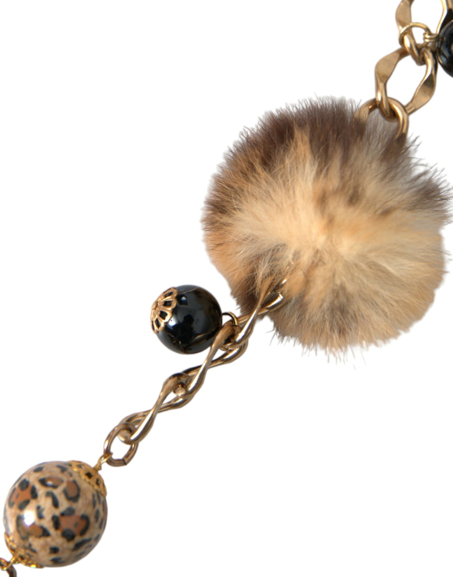 Ceinture à chaîne et collier en fourrure léopard en laiton doré Dolce &amp; Gabbana