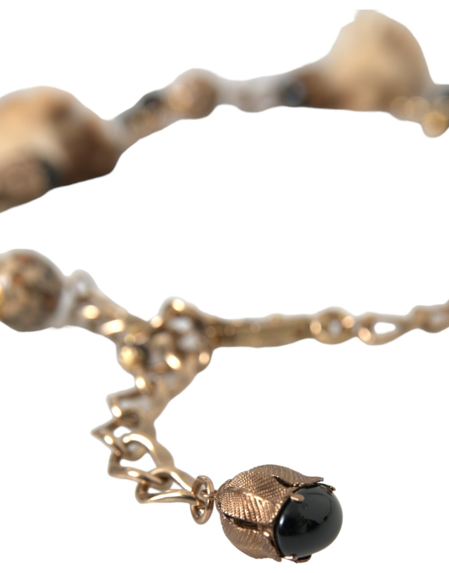 Ceinture à chaîne et collier en fourrure léopard en laiton doré Dolce &amp; Gabbana
