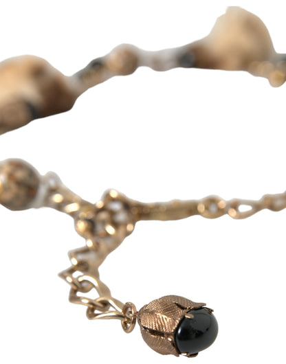 Ceinture à chaîne et collier en fourrure léopard en laiton doré Dolce &amp; Gabbana