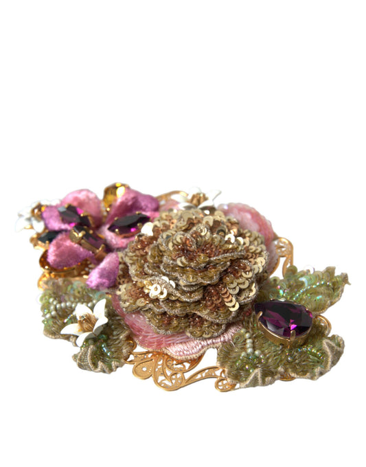 Pince à cheveux Dolce &amp; Gabbana en laiton doré et cristal à paillettes